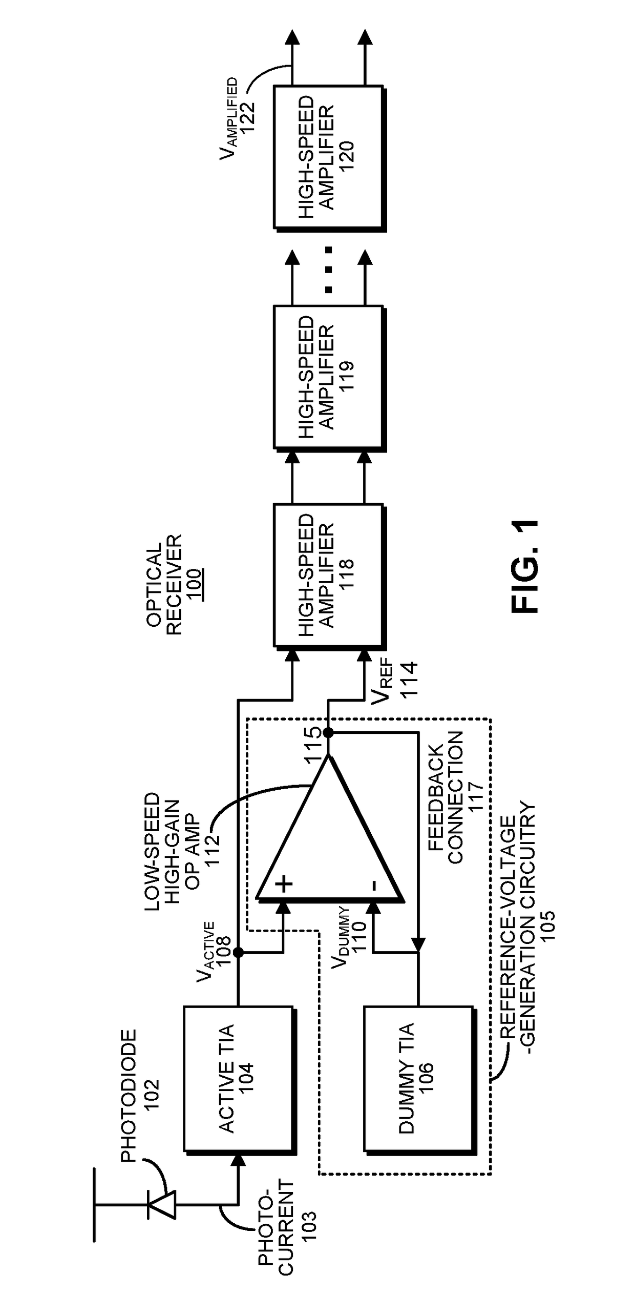 Extracting an embedded DC signal to provide a reference voltage for an optical receiver