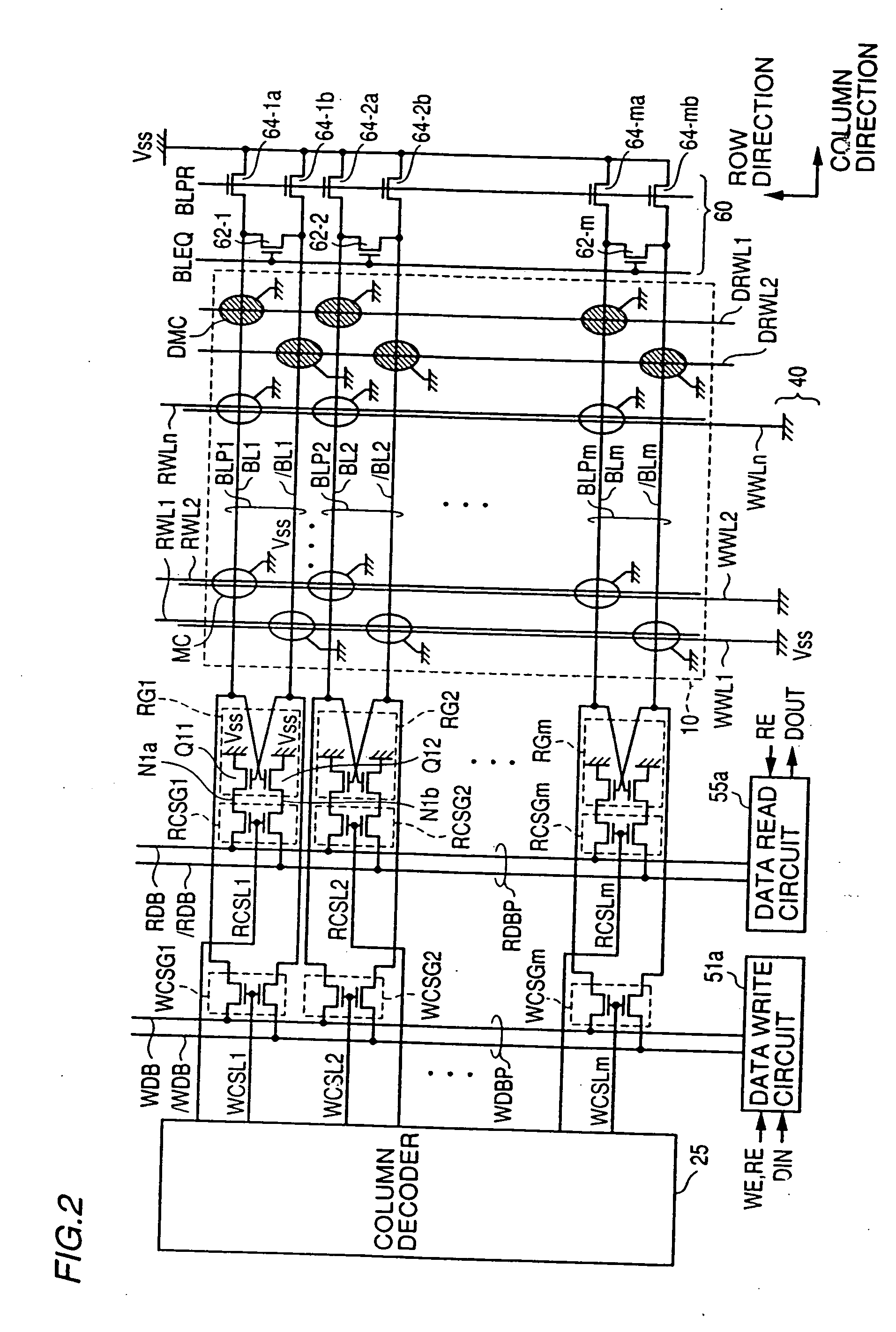 Thin film magnetic memory device including memory cells having a magnetic tunnel junction