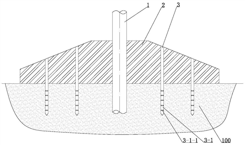 Composite foundation and foundation reinforcement construction method for offshore wind turbines