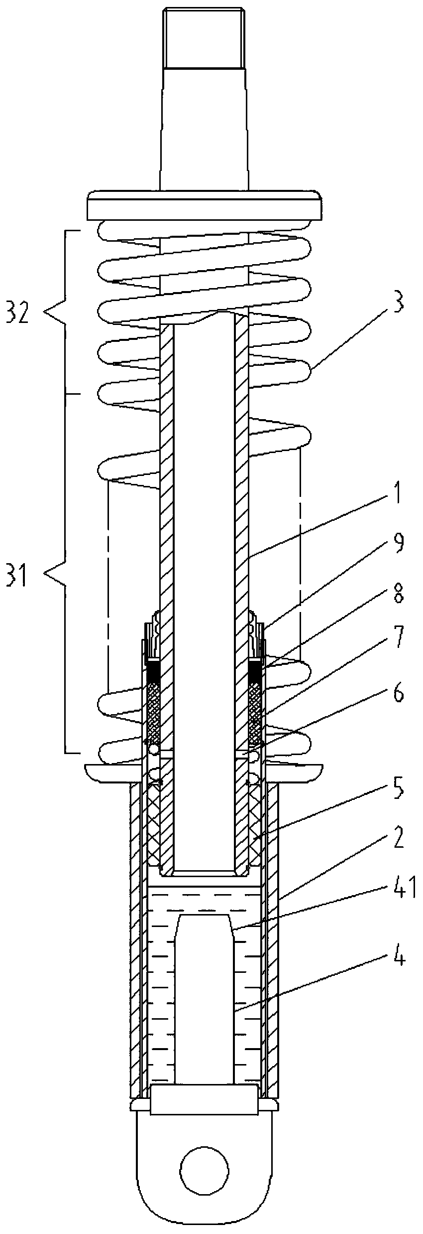 Damping type grounding-preventing shock absorber and motor tricycle