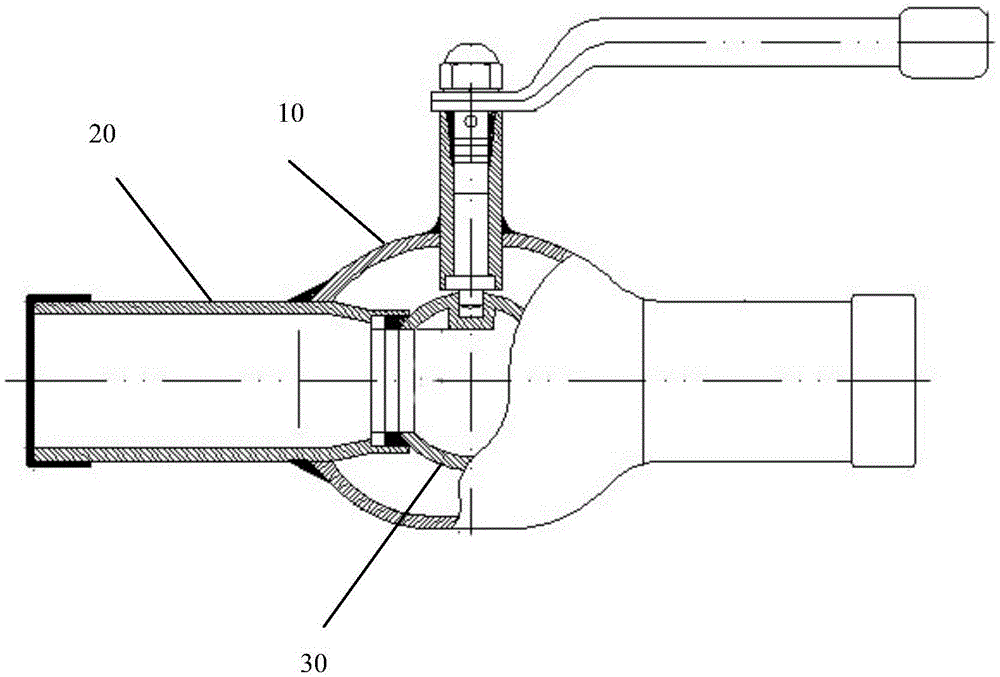 Clamping device for ball valve body