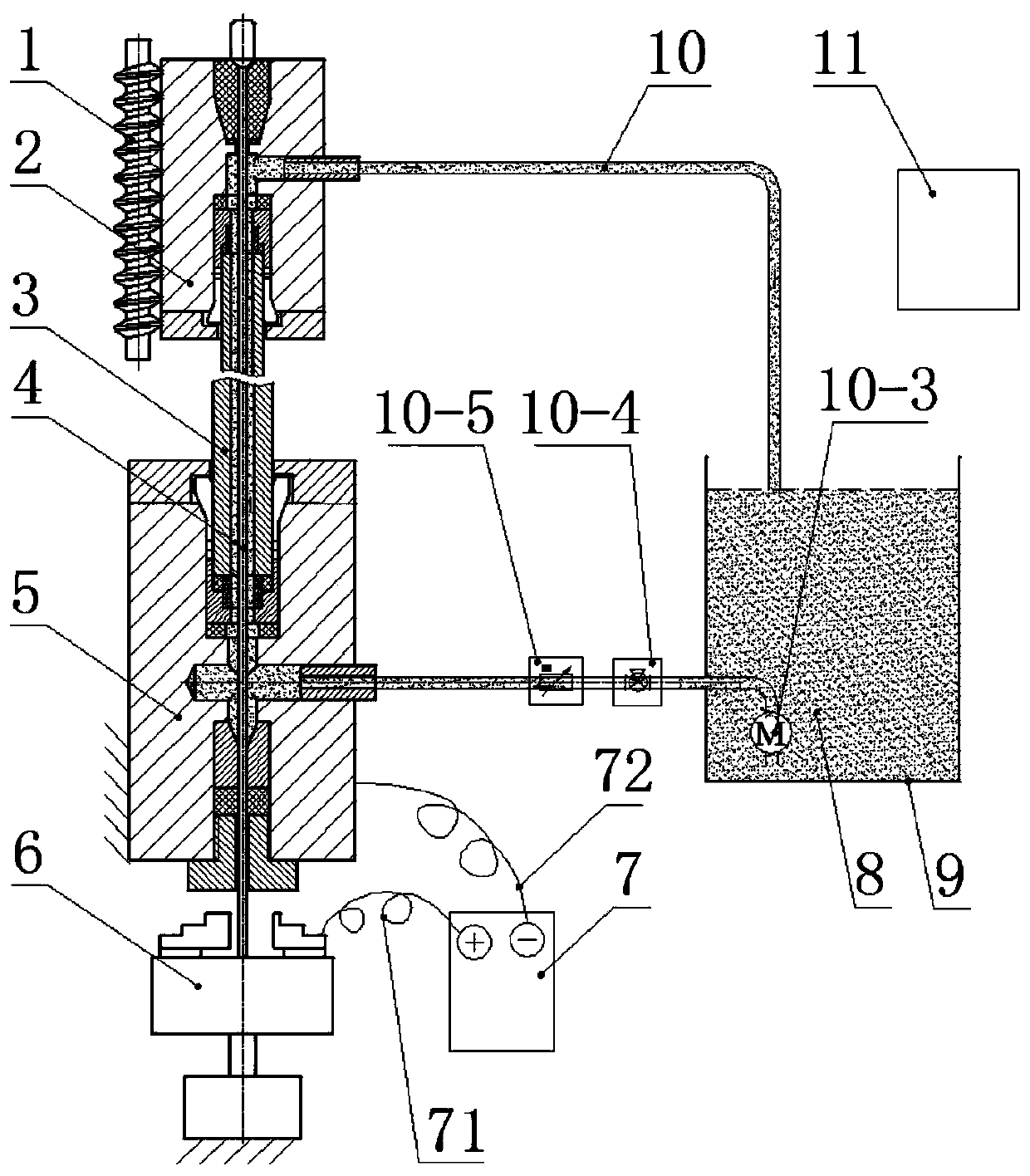 Slender pipe part single-piece independent power supply and flowing chromium plating device