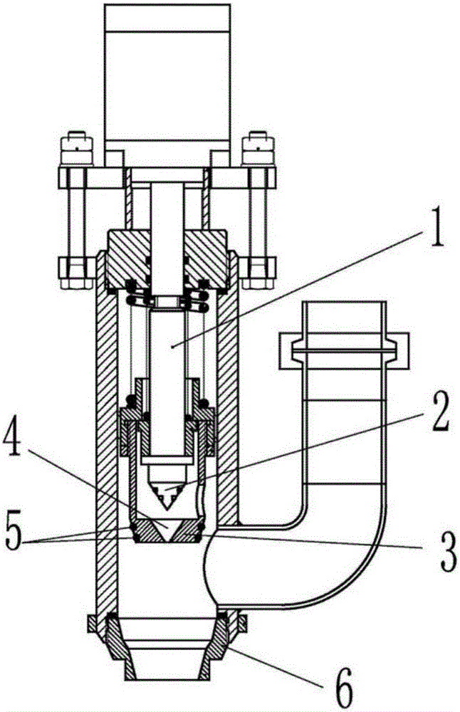 Anti-sputtering material distributing valve adjustable in flow