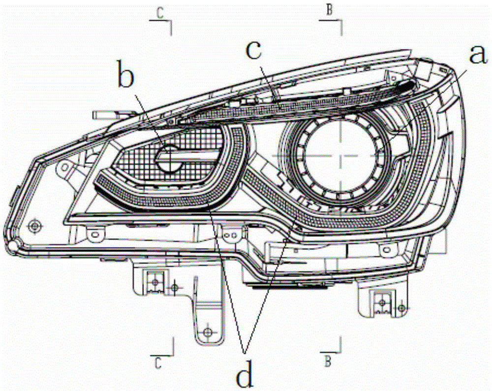 Automobile headlight with compact structure