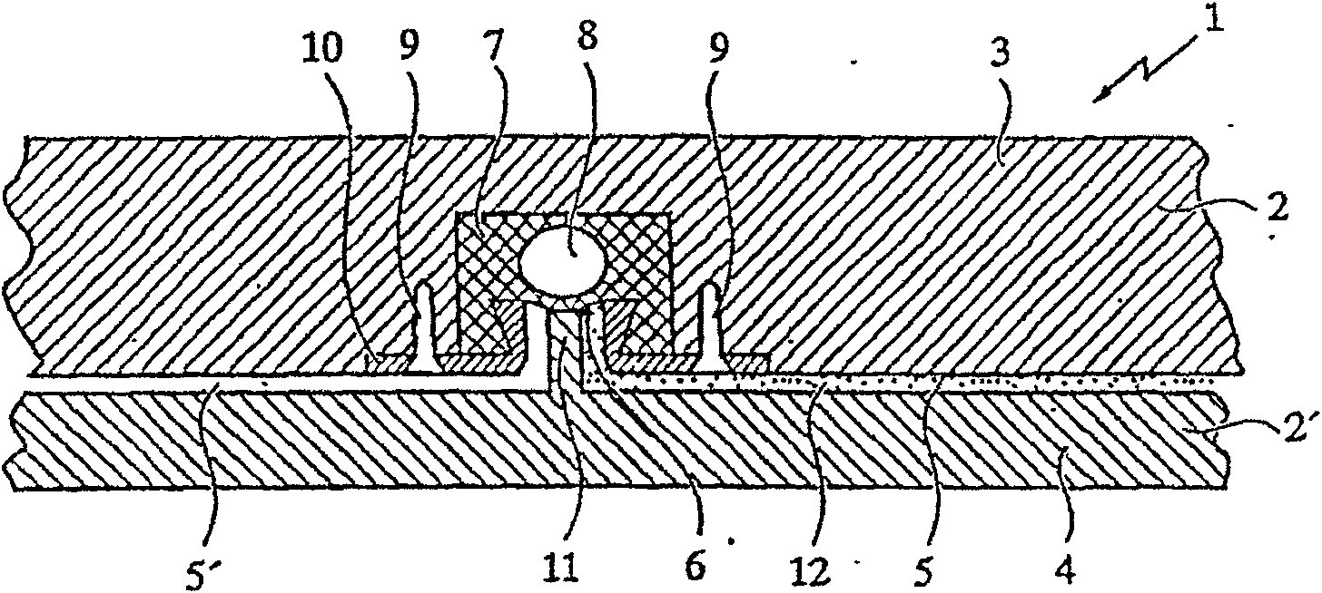 Method for producing a heterogeneous, especially multi-coloured sheet-shaped structure, mould and sheet-shaped structure