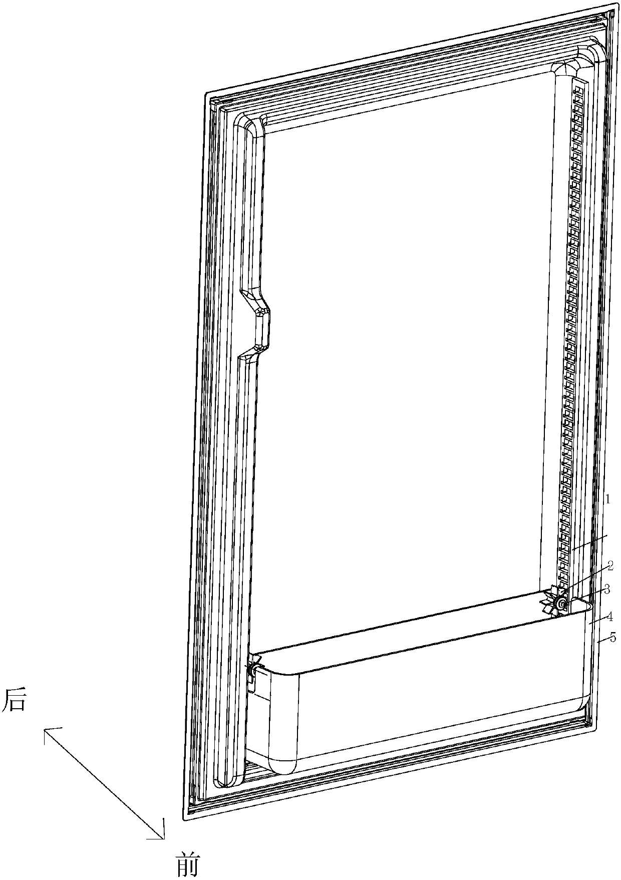 An adjustment and positioning device and a refrigerator having the same