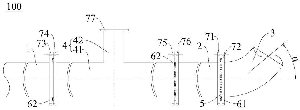 Test device for simulating entrainment of reactor hot leg section