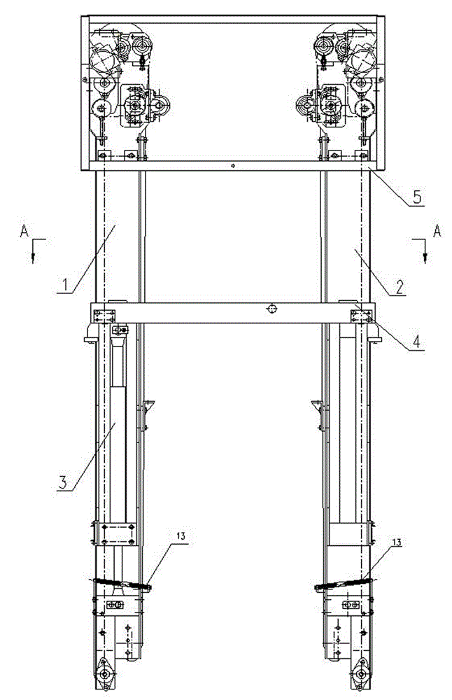 Vertical lifting device of materials