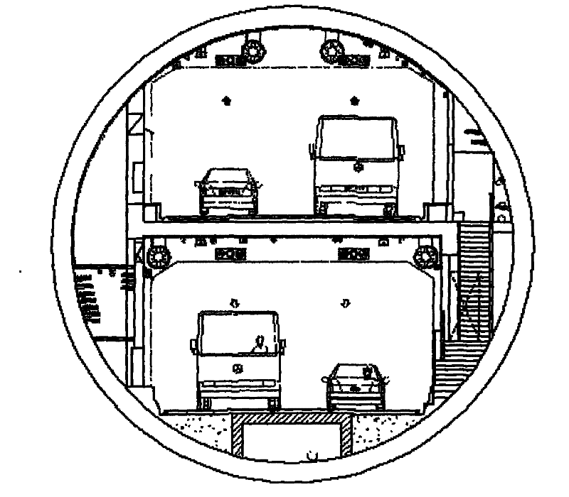 Planar alignment arrangement of highway or city tunnel