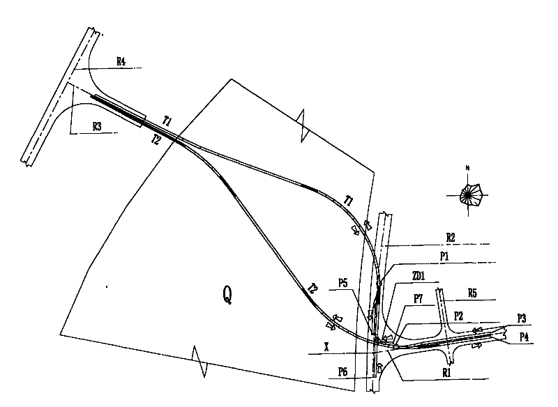 Planar alignment arrangement of highway or city tunnel