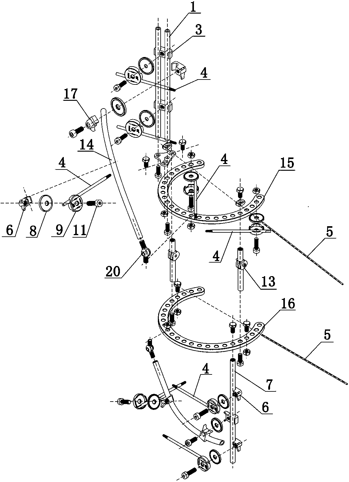Knee-joint activity and inertia-combined adjusting control outer fixer