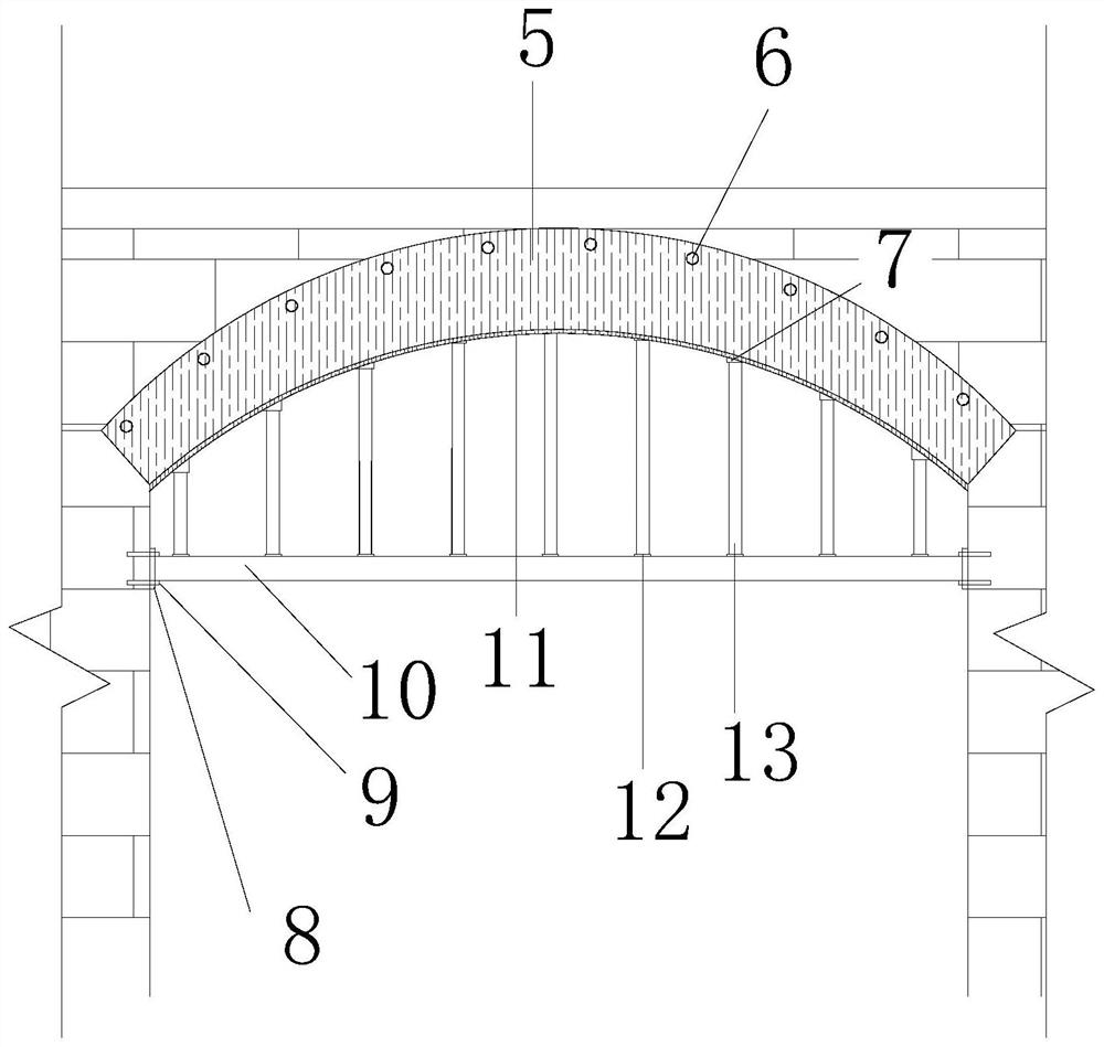 Comprehensive reinforcing structure of active open-spandrel arch bridge and construction method