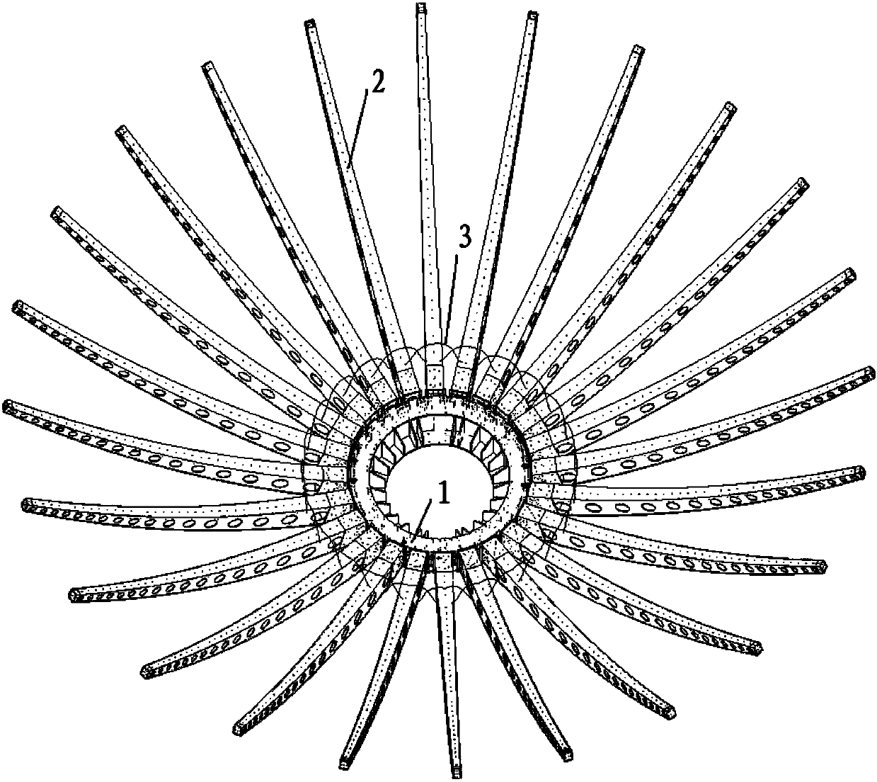 Umbrella antenna unfolding synchronization device