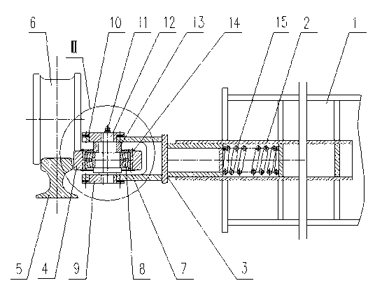 Horizontal wheel rail gnawing preventing device for two-force rod system