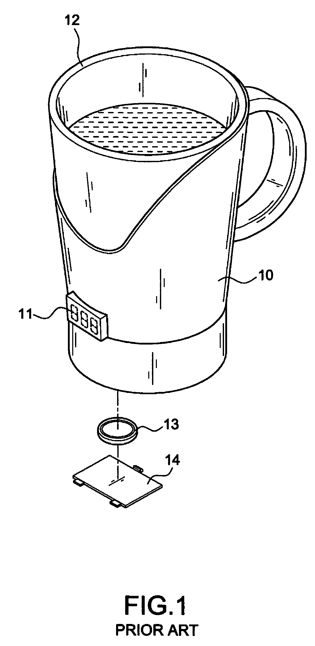 Liquid container capable of self-generating power and showing temprature