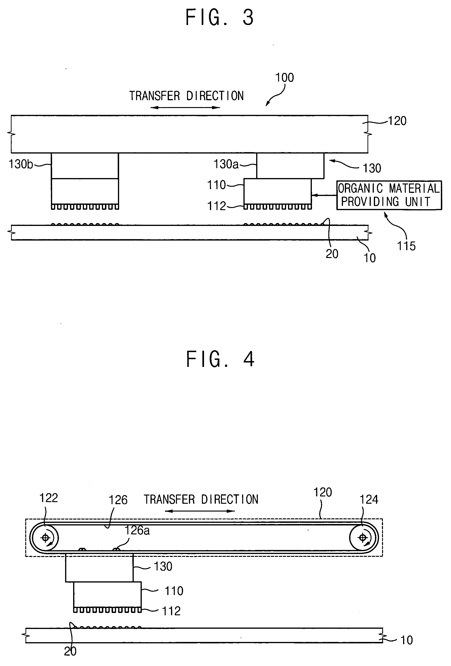 Apparatus for depositing an organic material on a substrate