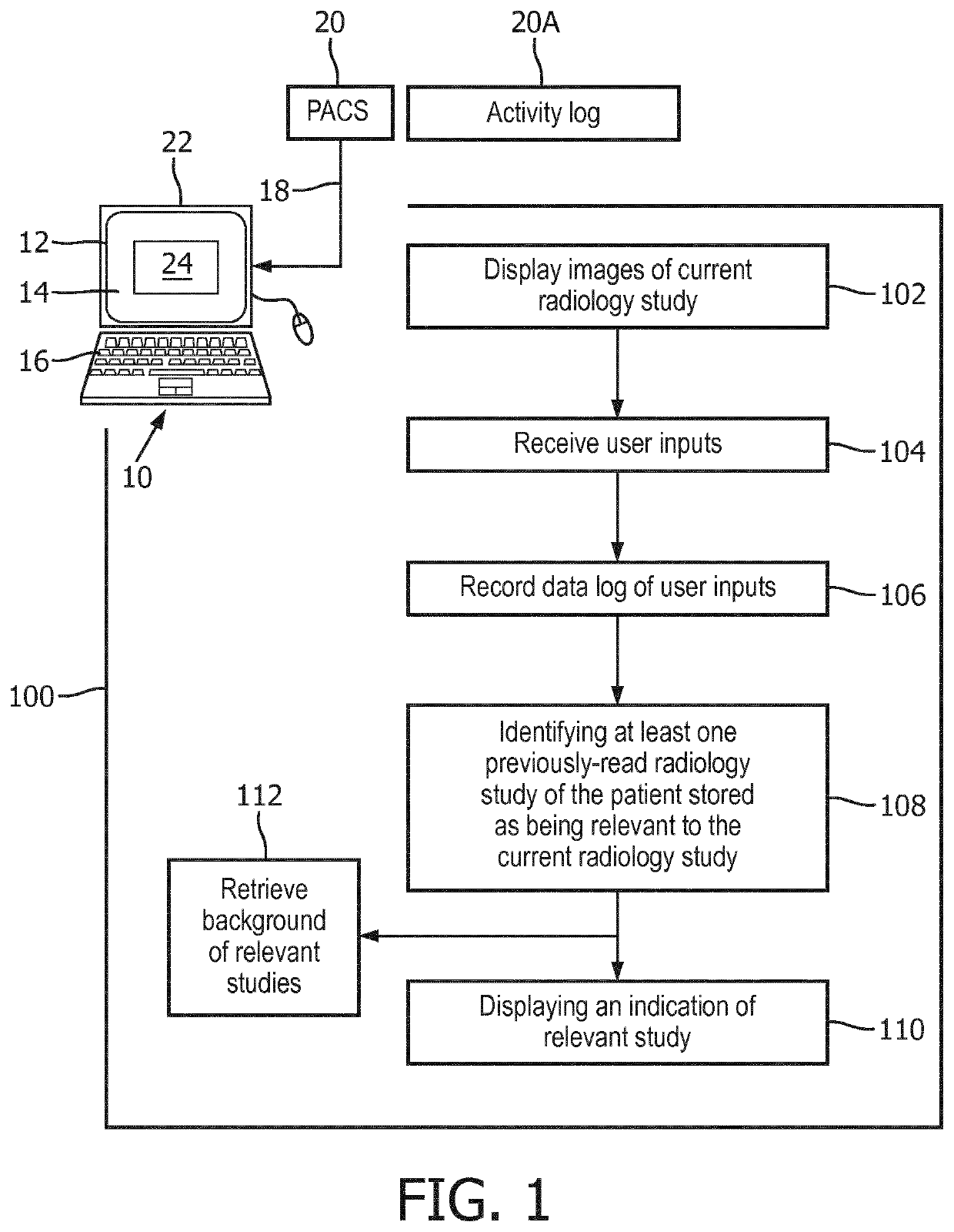 System and method to determine relevant prior radiology studies using pacs log files