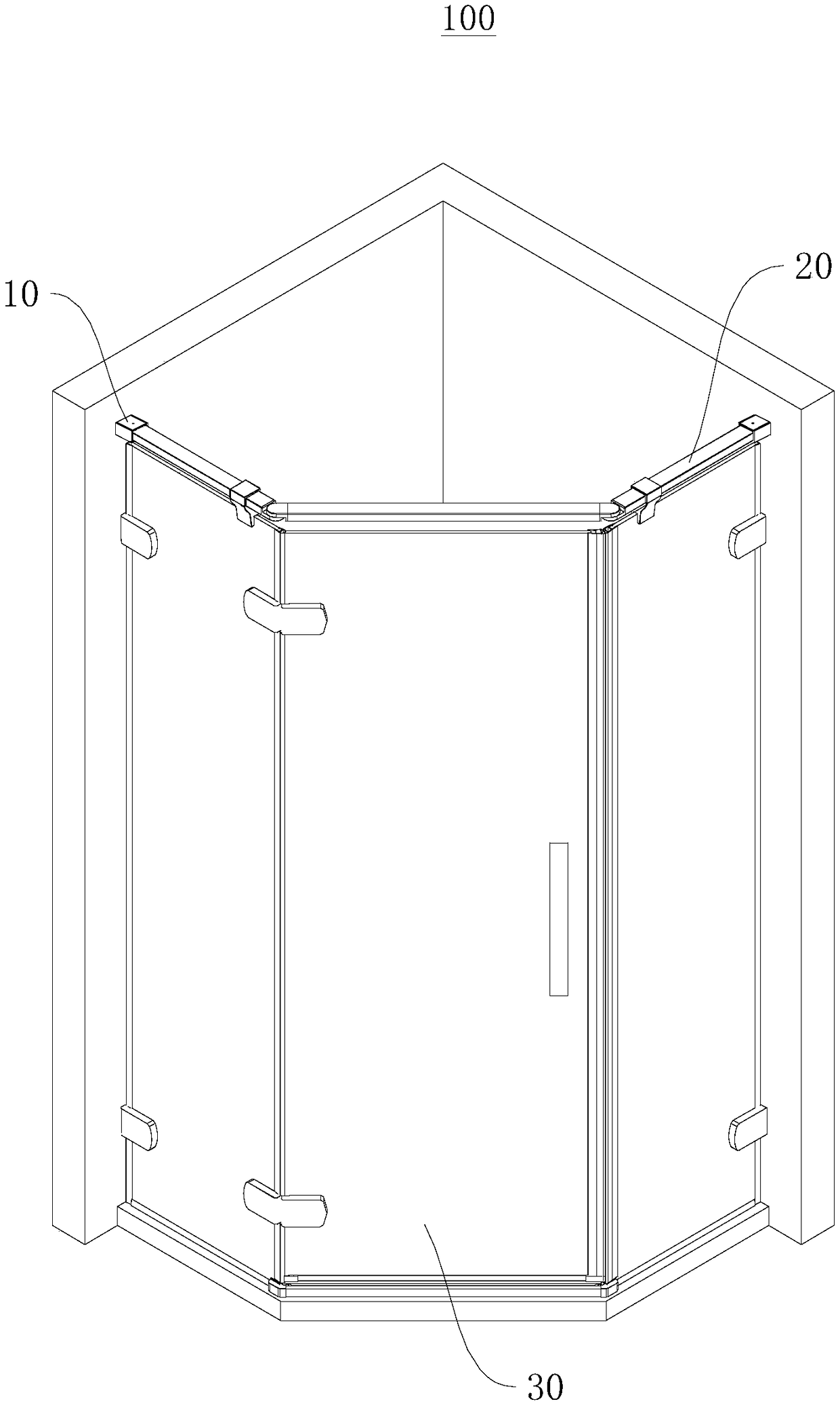 Shower room fixedly connecting structure and shower room partition