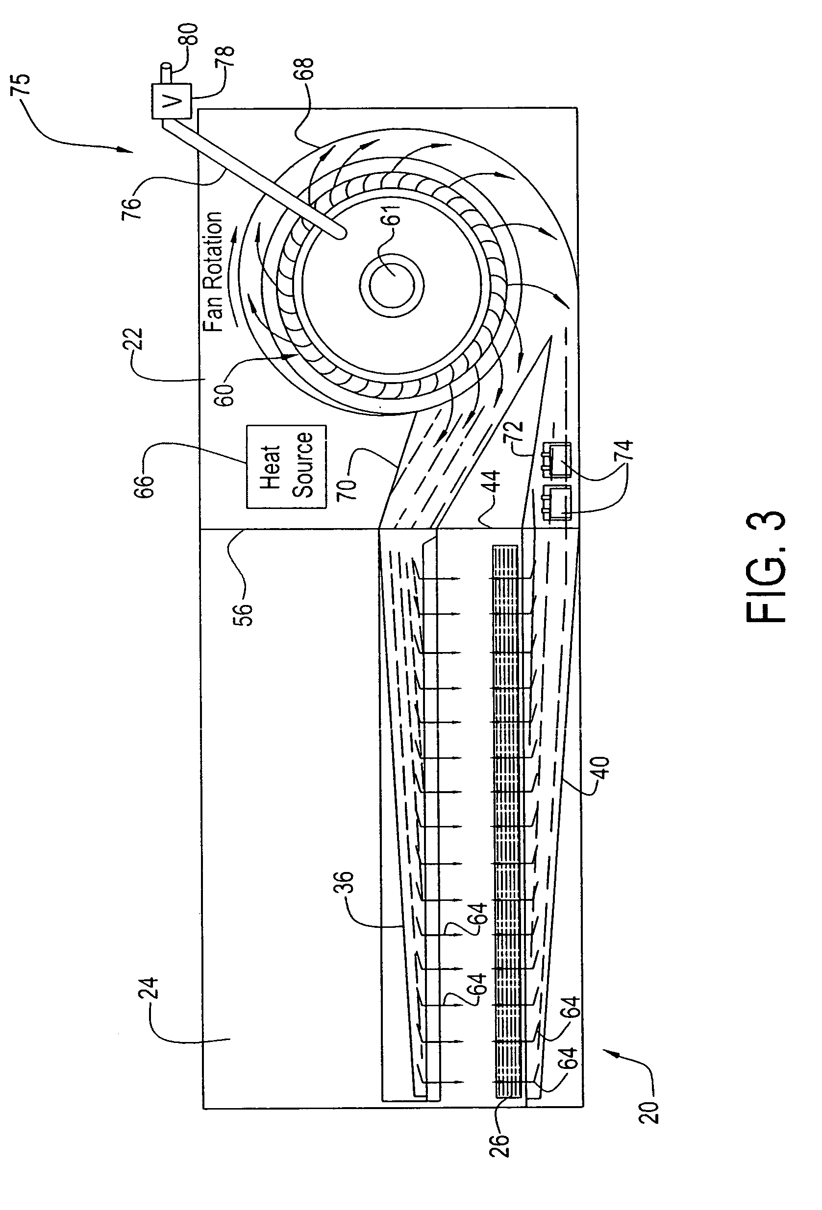 Conveyorized oven with moisture laden air impingement and method