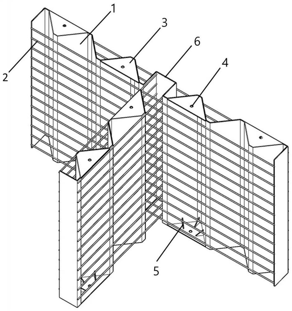 Built-in corrugated steel plate reinforced concrete T-shaped prefabricated part and manufacturing process