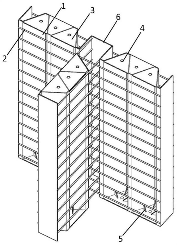 Built-in corrugated steel plate reinforced concrete T-shaped prefabricated part and manufacturing process