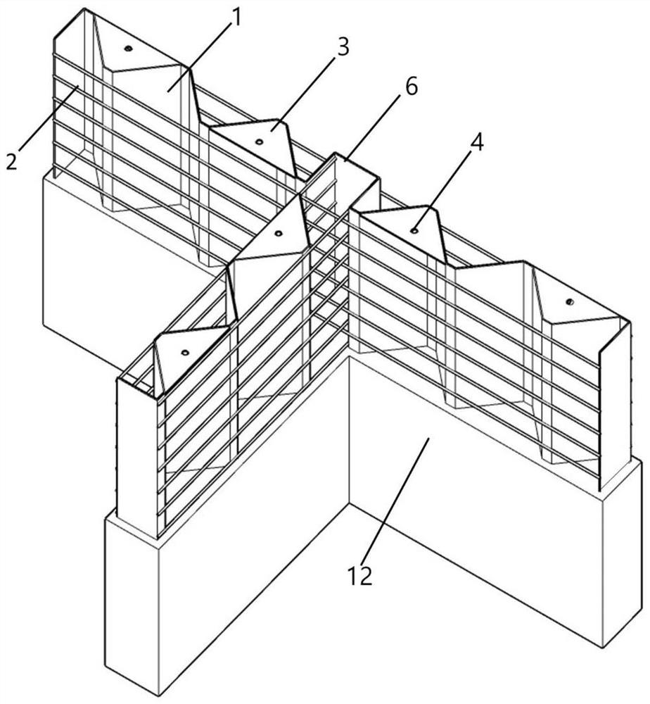 Built-in corrugated steel plate reinforced concrete T-shaped prefabricated part and manufacturing process