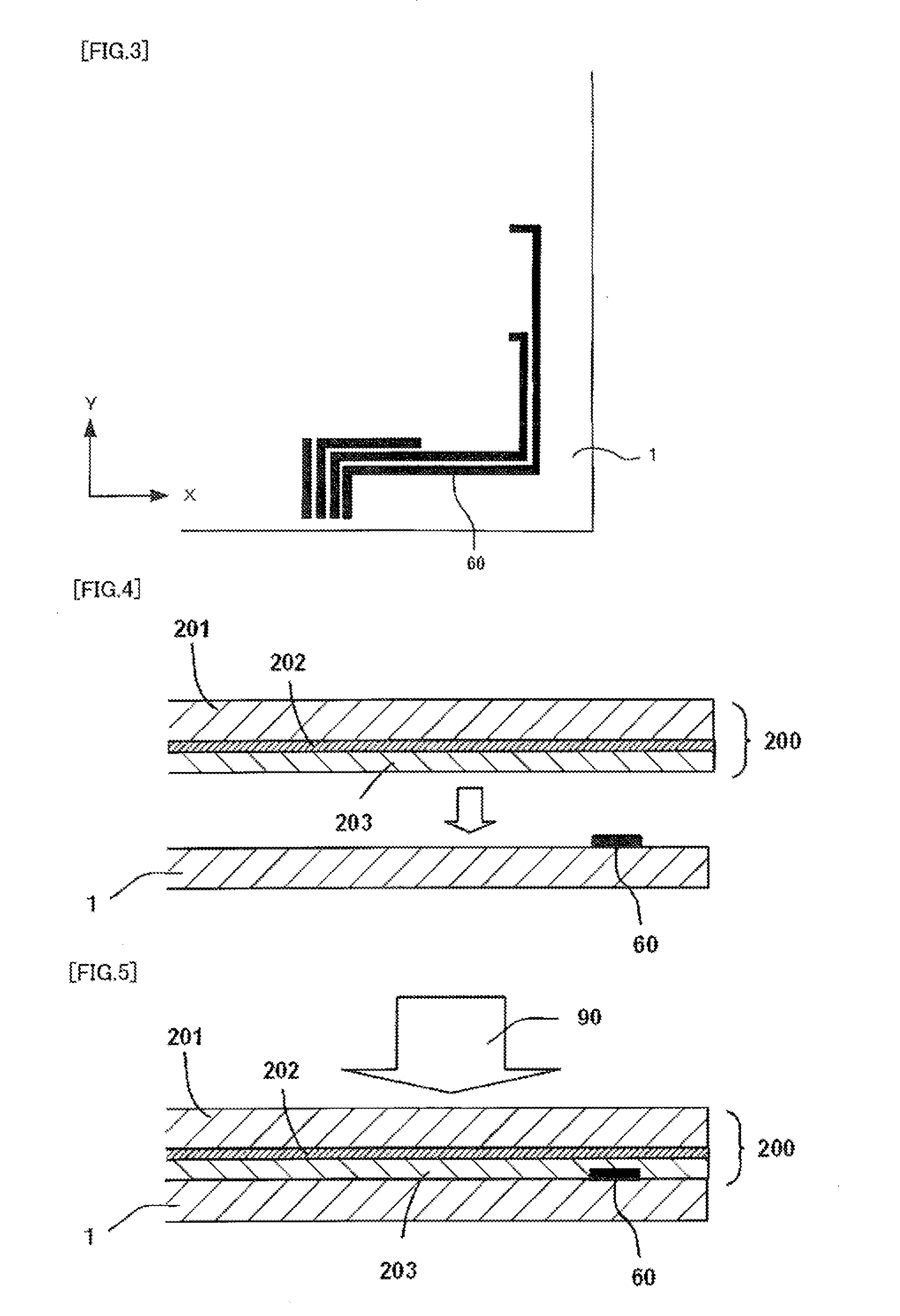 Touch sensor and manufacturing method for the same, as well as transfer ribbon for touch sensor manufacturing