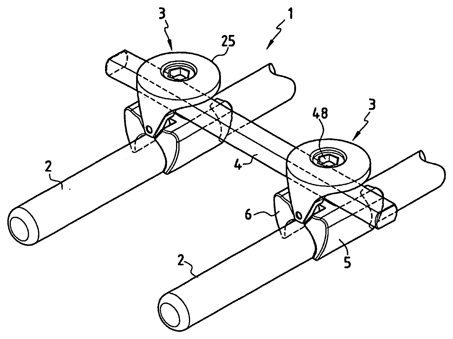 Connection system between a spinal rod and a transverse bar