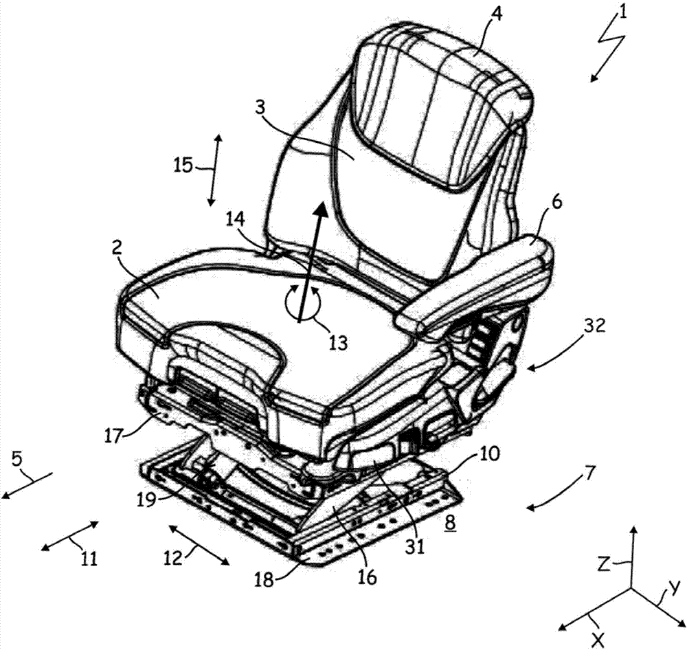 Commercial vehicle seat having a locking member
