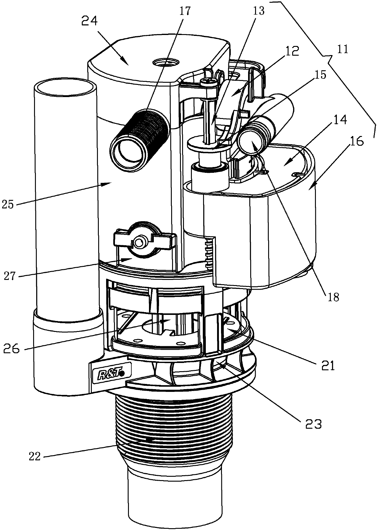 Flushing device and water feeding start control mechanism thereof