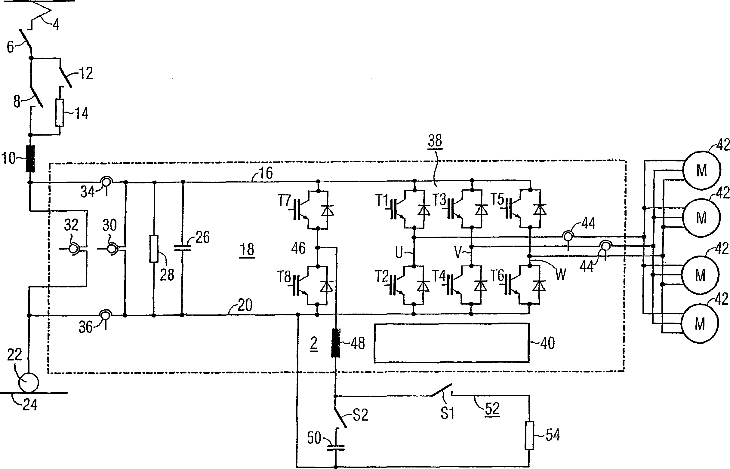 Surge limiter for a traction power converter