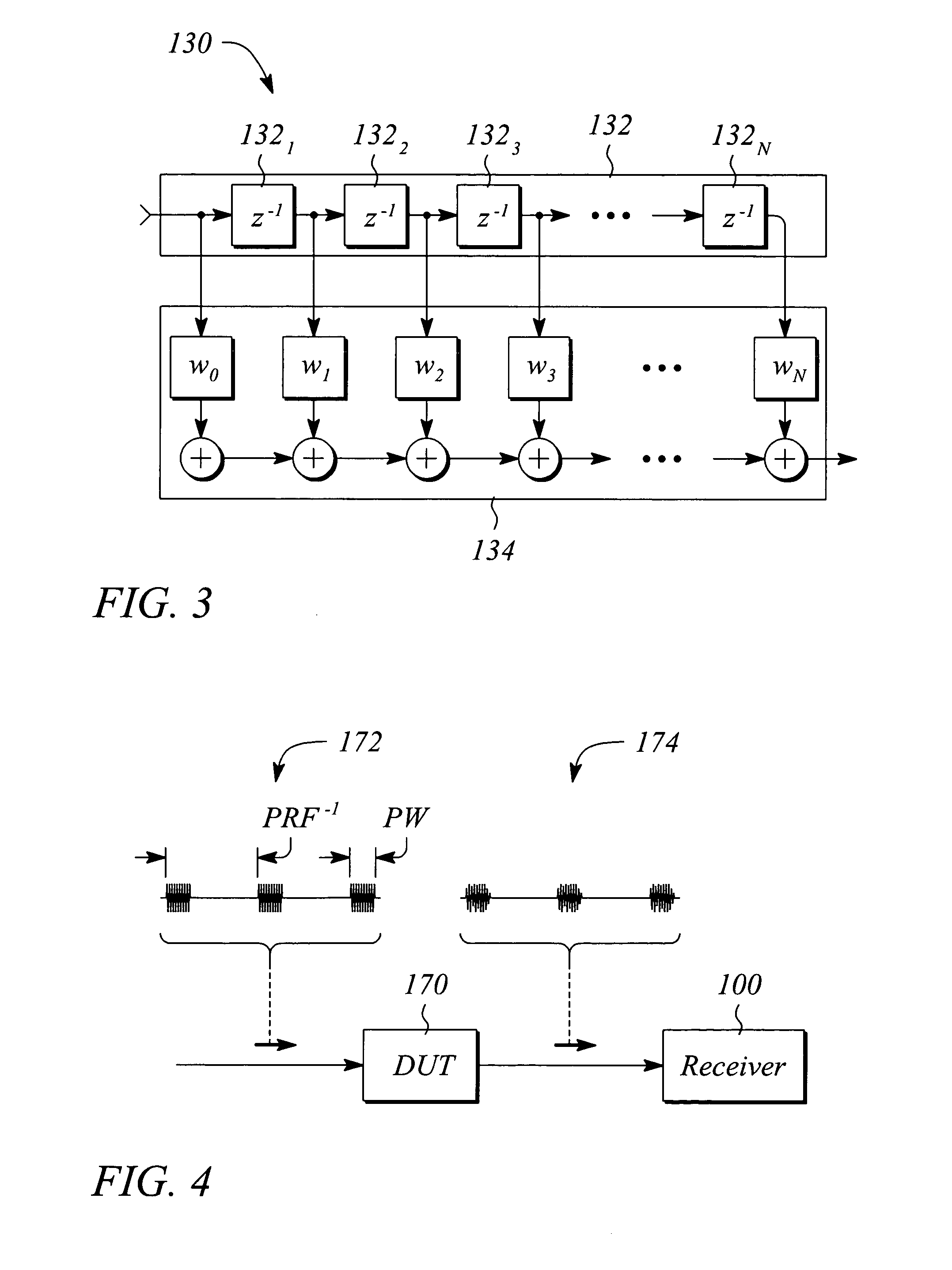 Pulsed signal device characterization employing adaptive nulling and IF gating