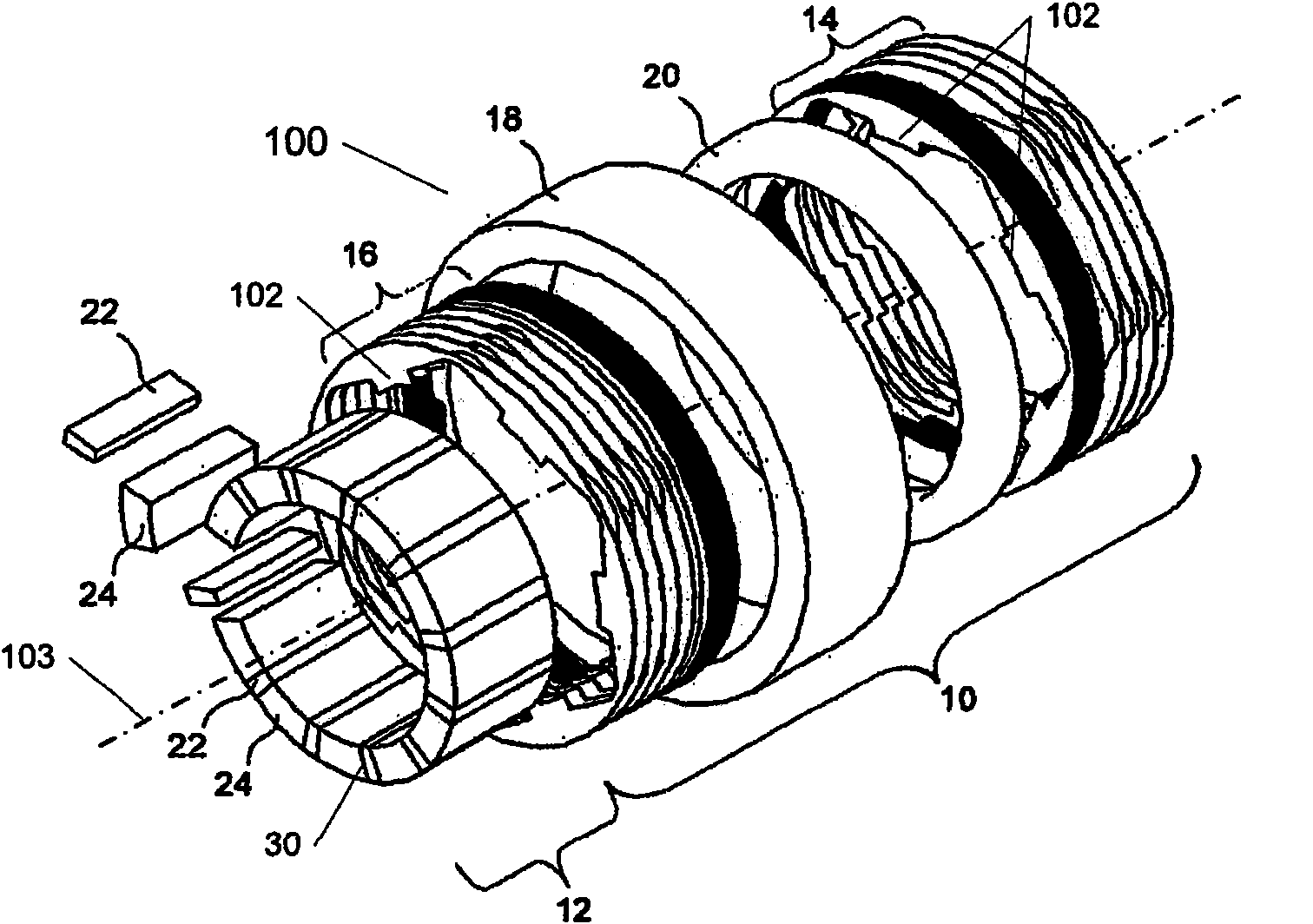 Permanent magnet rotor with flux concentrating pole pieces