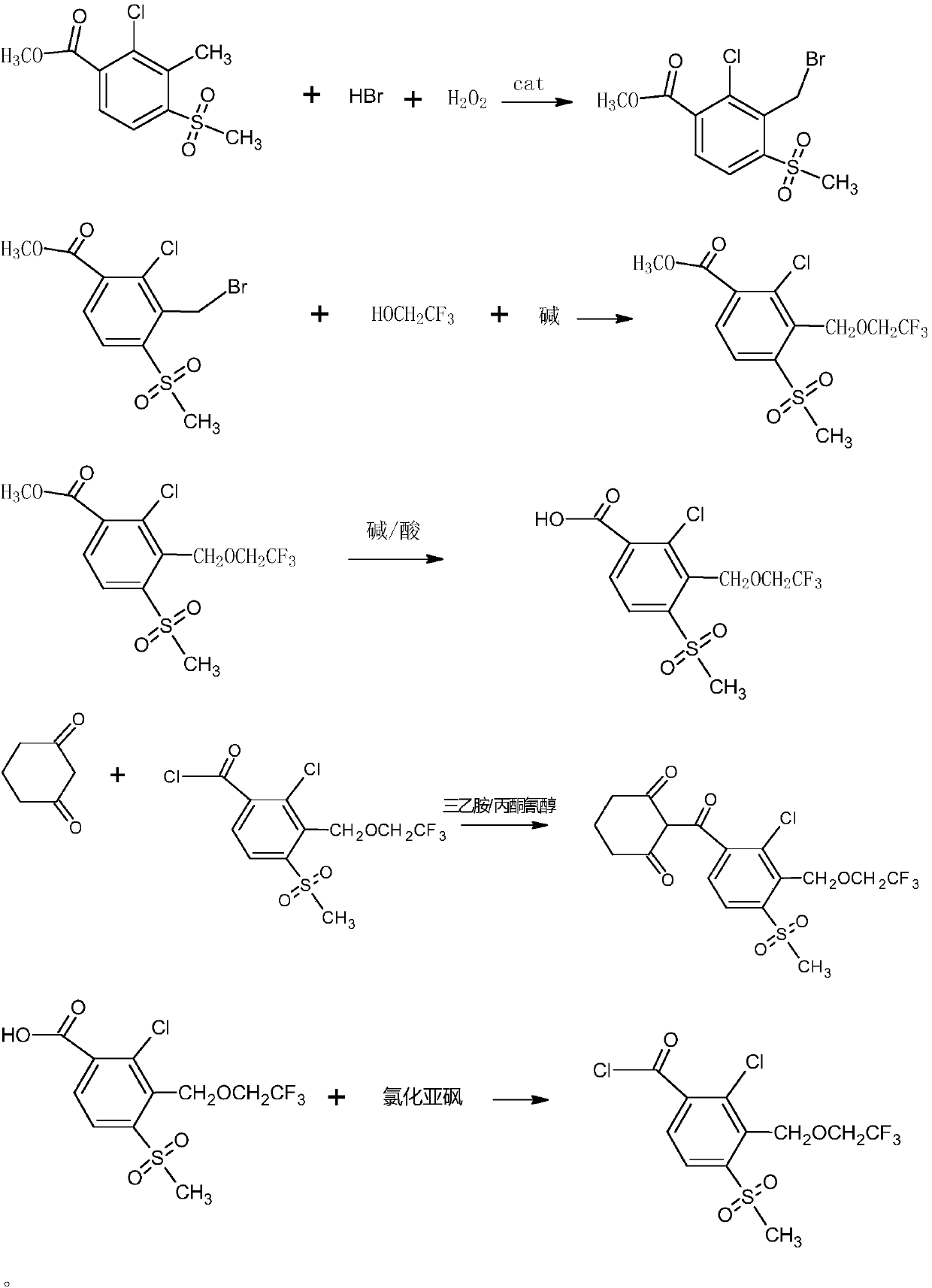 Synthetic process of herbicide tembotrione