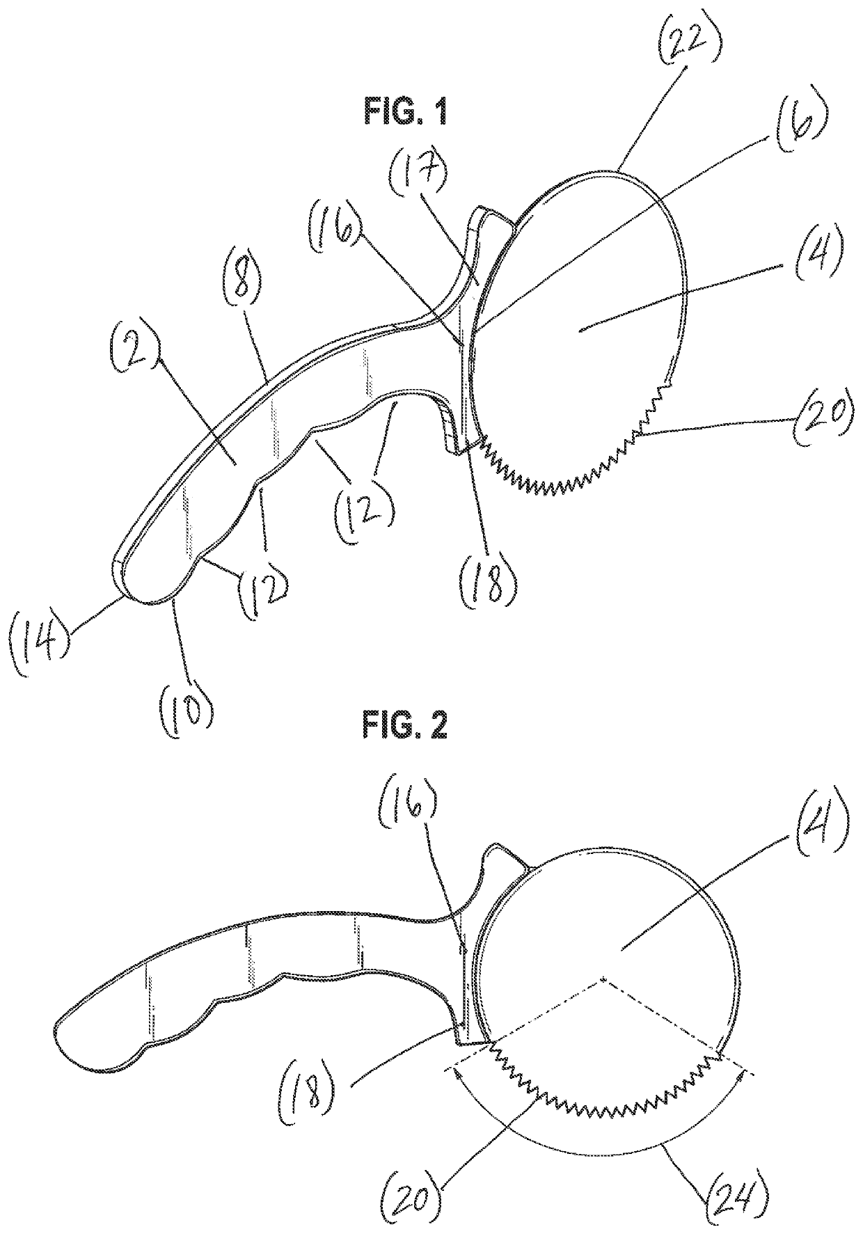 Partially-serrated disposable pizza cutter