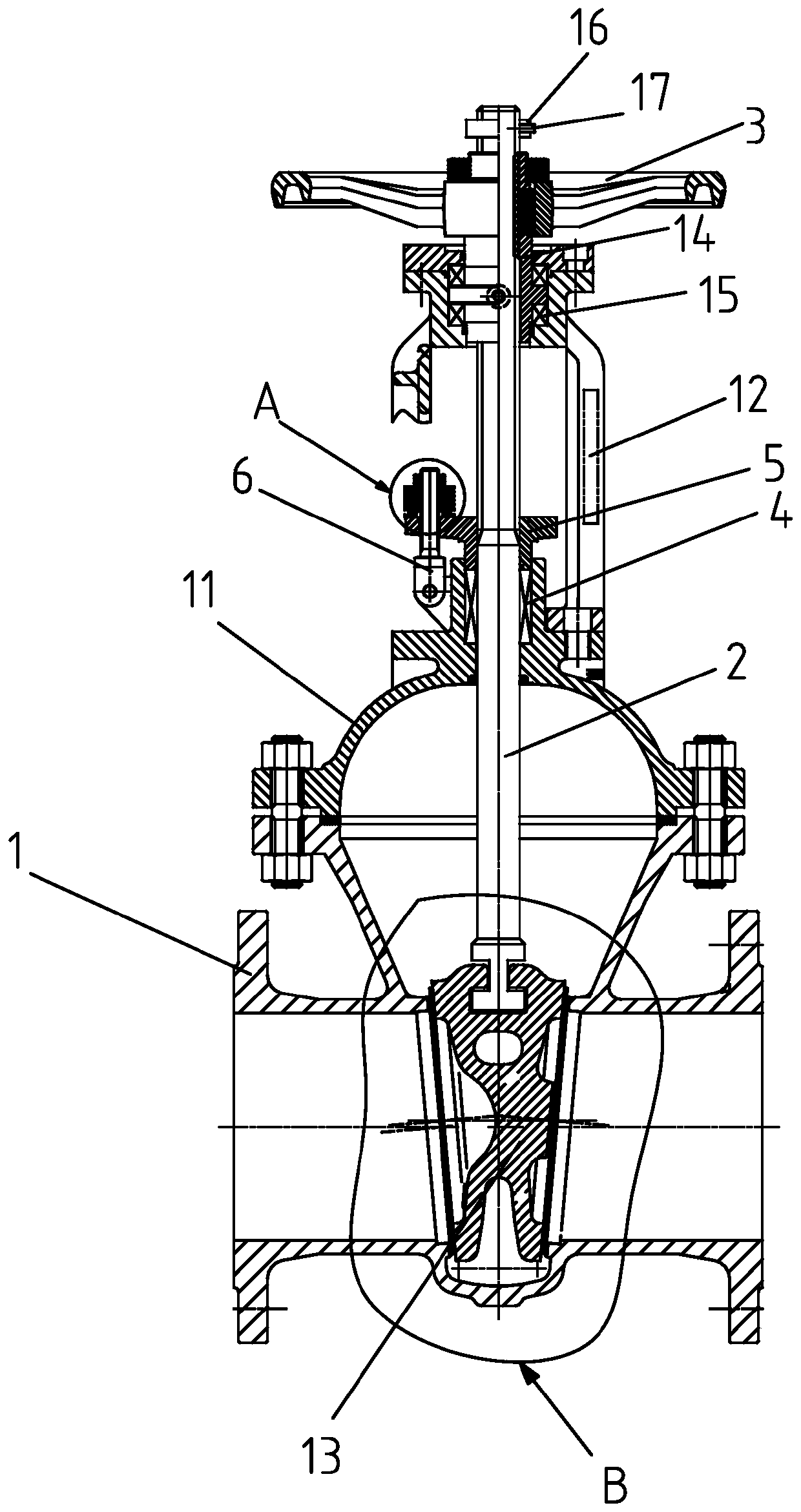 Wear range limiting gate valve