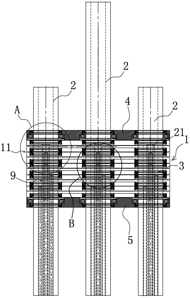 Drill rod feeding device of cement mixing pile driver