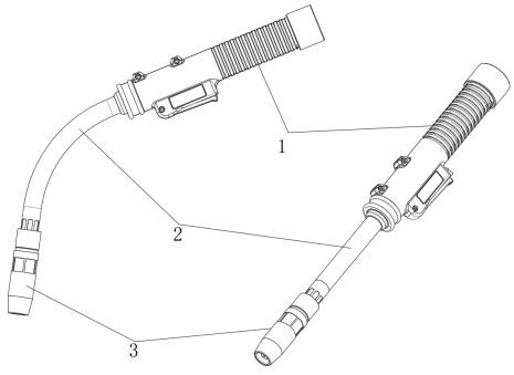 A gas shielded welding torch that can be adjusted in multiple directions