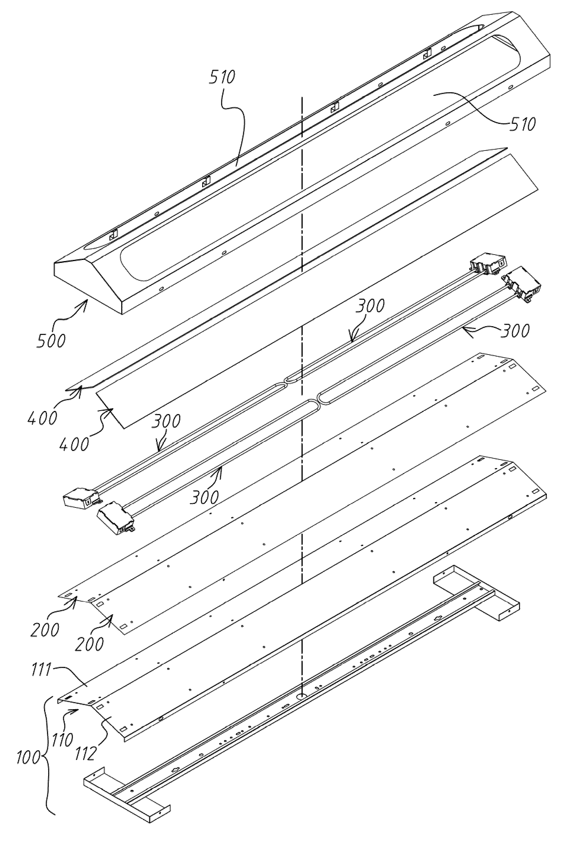 Lighting fixture with planar-type reflecting structure