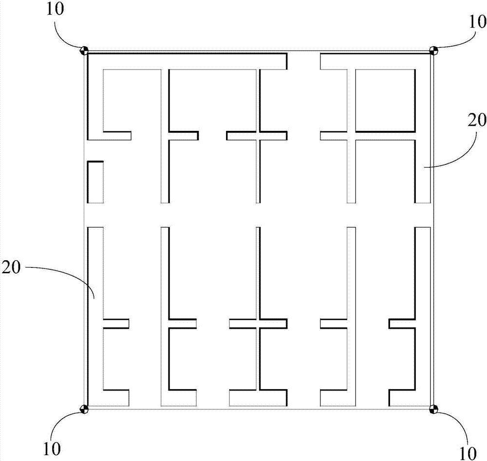 Constructional measurement location method and system of super-high-rise core tube wall