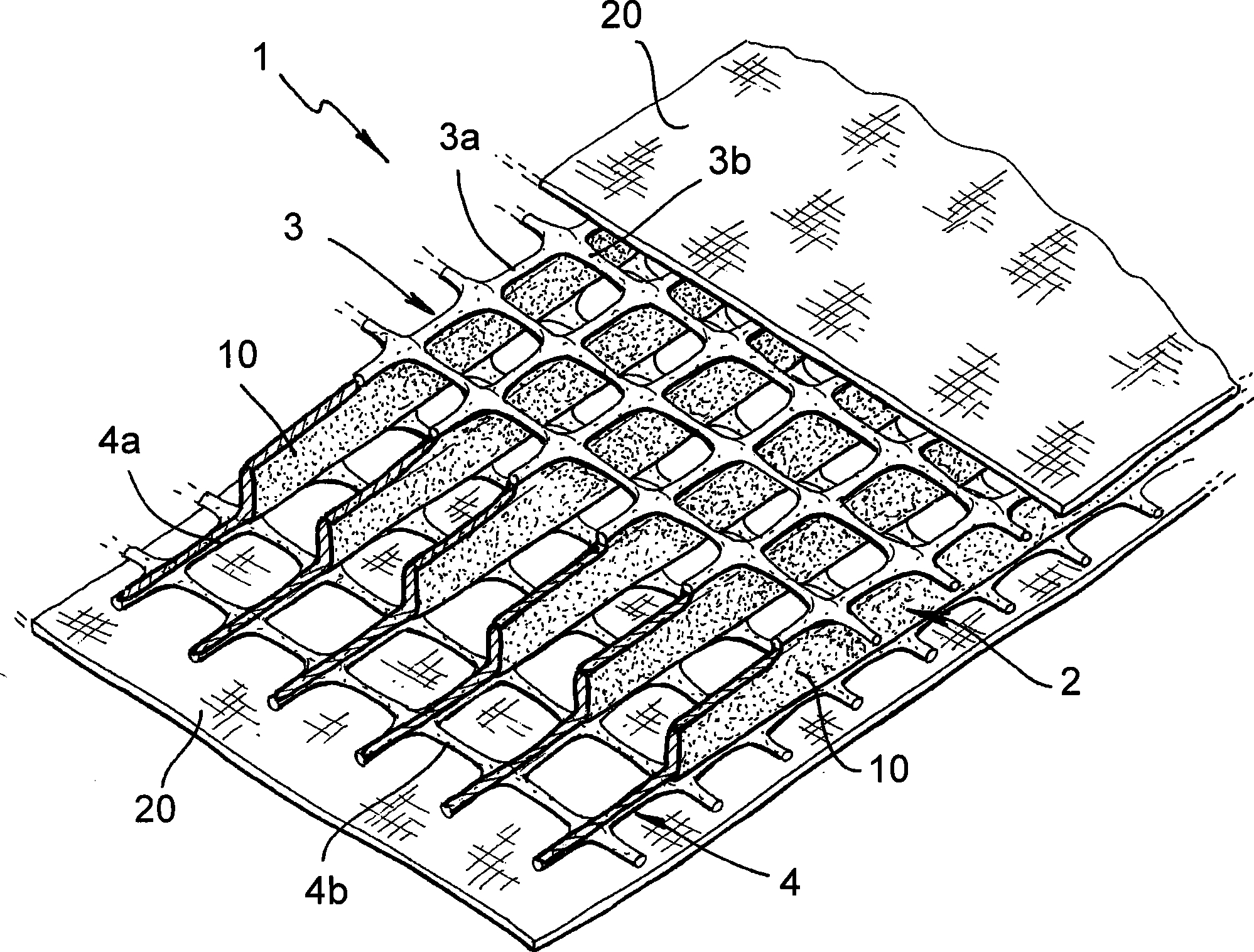 Draining and filtering net, particularly for geotechnical applications
