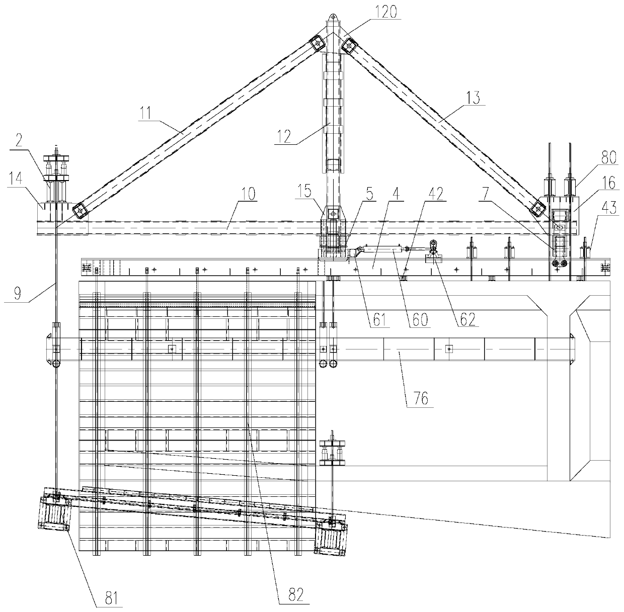 Hanging basket for cantilever casting of small-curvature-radius continuous beam