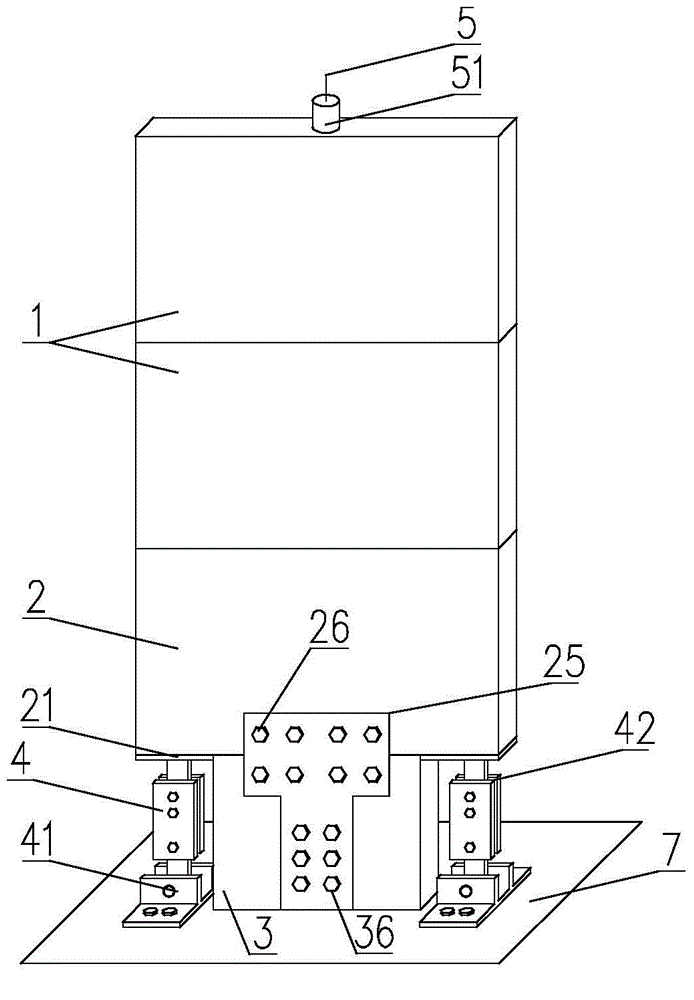 Frictional energy dissipation self-centering shear wall structure with easily restored bottom