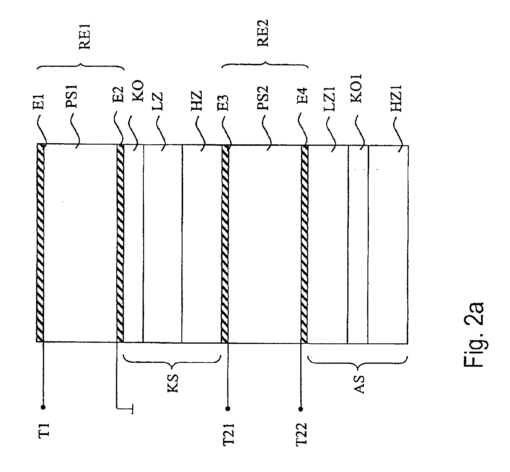 Component operating with bulk acoustic waves, and having asymmetric/symmetrical circuitry