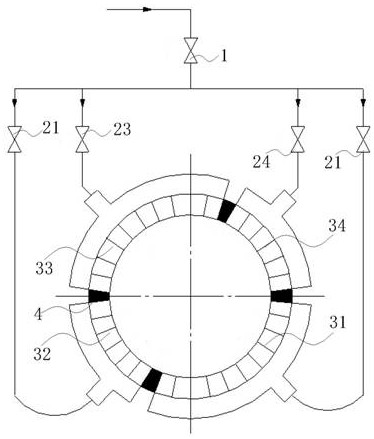 Steam distribution method for steam turbine nozzles based on the difference of vane angles of regulating stages