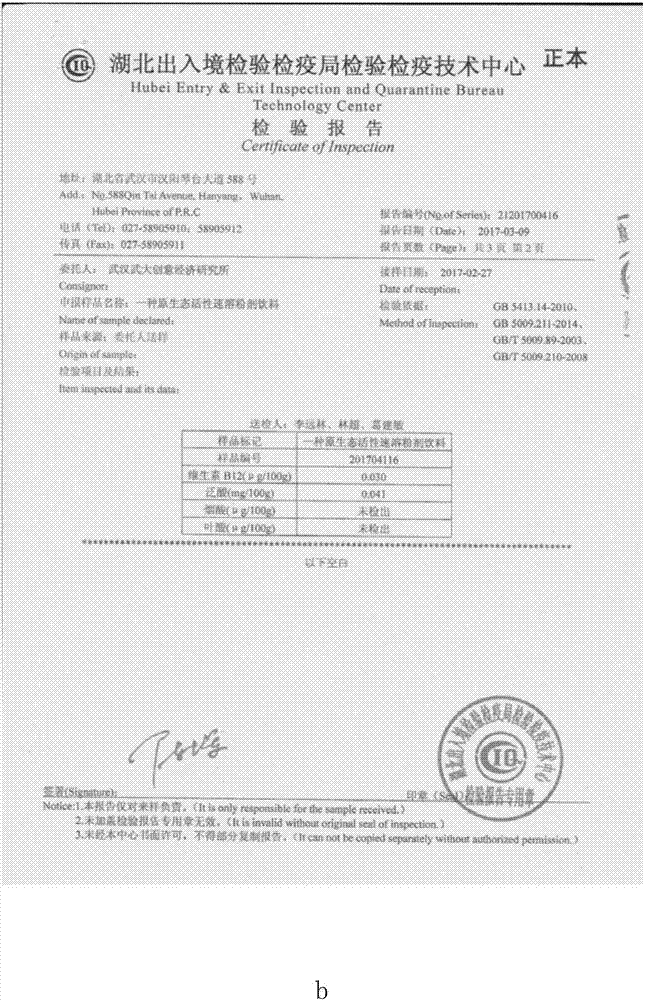 Processing method for active instant beverage