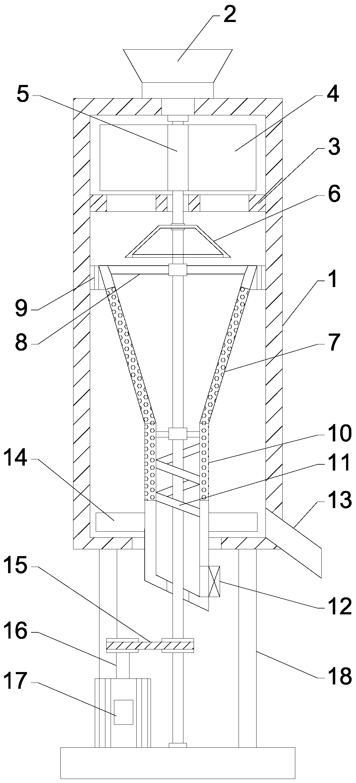 A sand screening device for separating waste residue