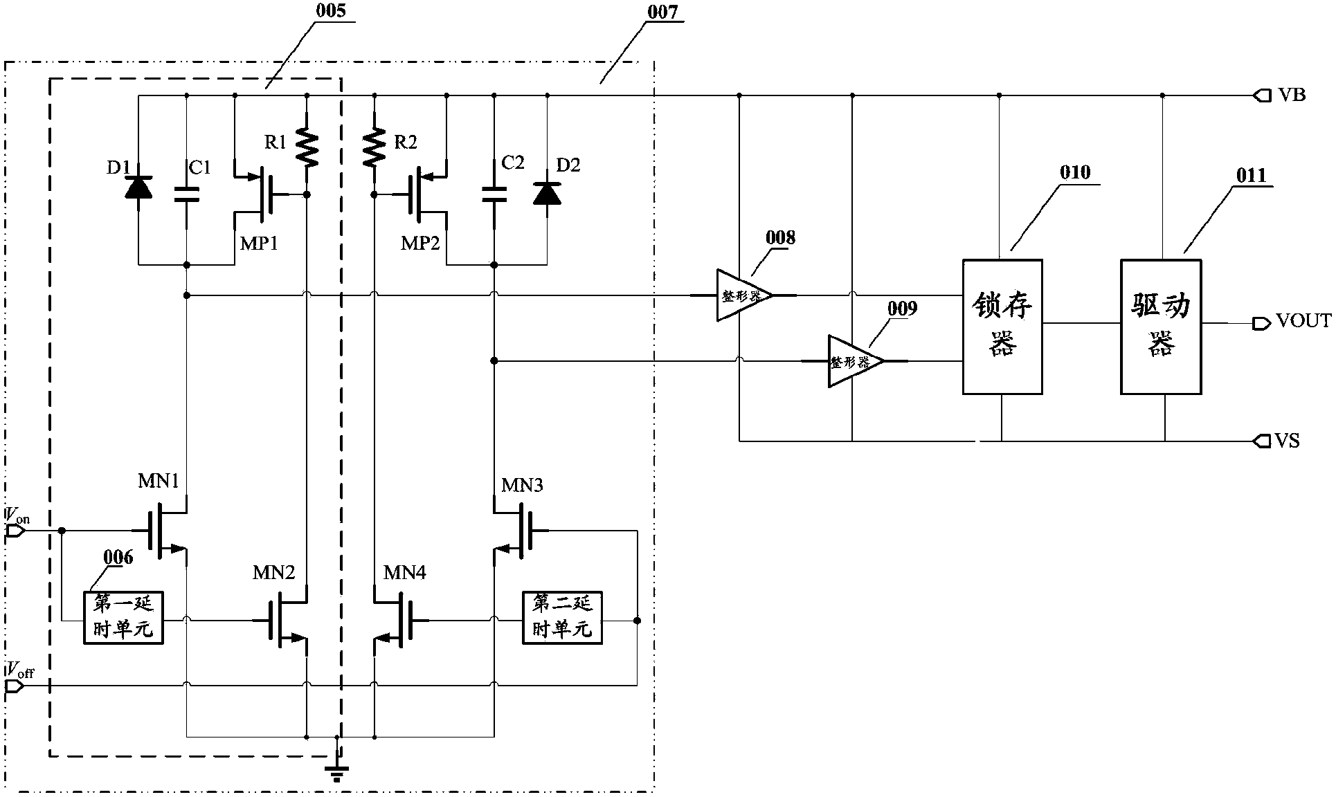 Anti-noise-interference high-voltage side gate driving circuit