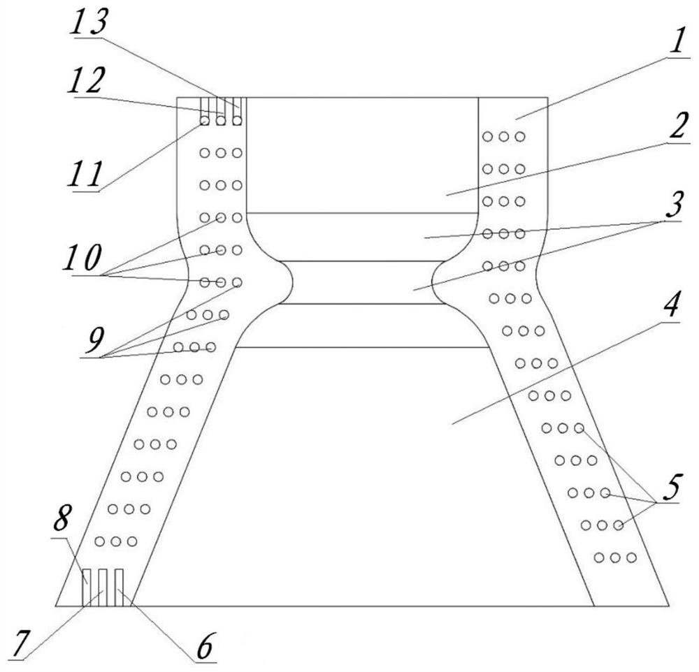 Liquid rocket engine multi-layer active cooling device capable of achieving liquid-gas separation