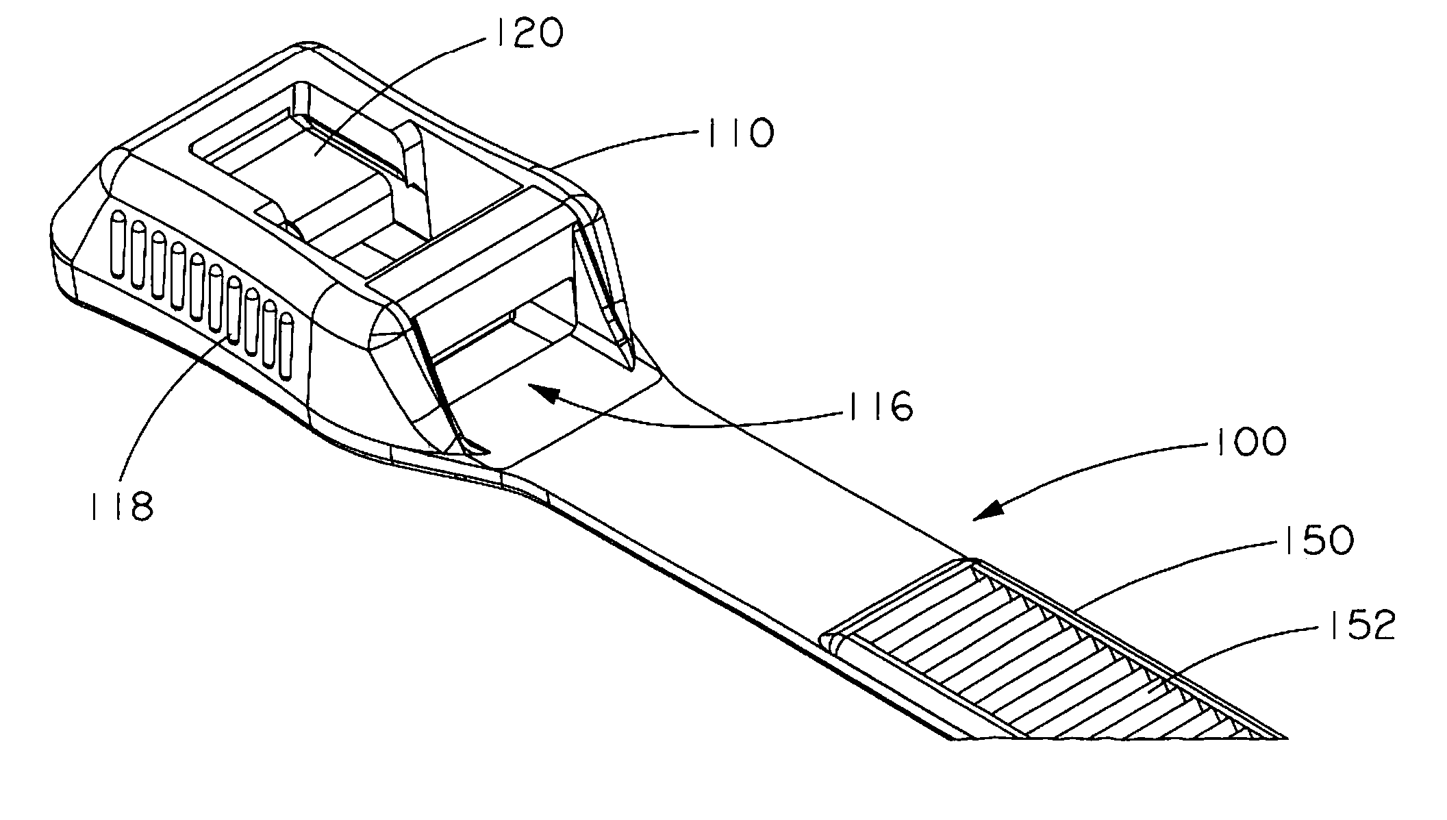 In-Line Cable Tie with Fixed and Hinged Locking Mechanisms